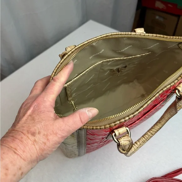 Candy Apple Red & Tan Designer Women's Bag - Picture 3 of 10